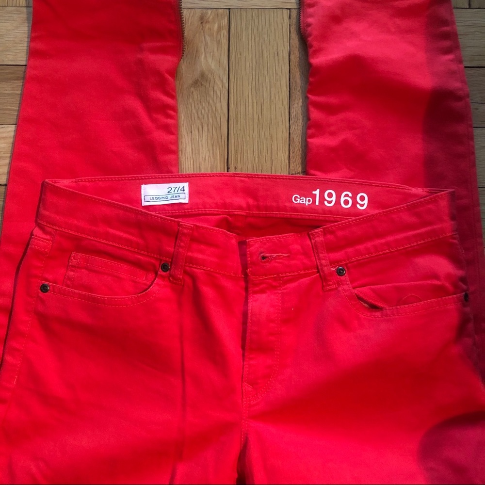 Gap Red Legging Jean w/Ankle Zipper- Size 27- EUC - Picture 2 of 3